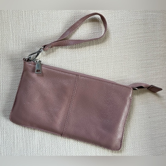 Lecxci Pebbled Leather Wristlet Clutch, Pink - Picture 4 of 13